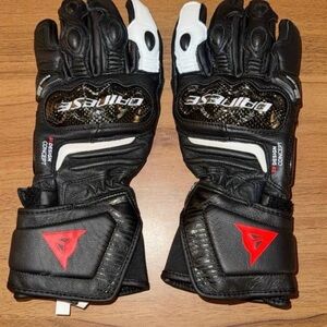 Dainese Black and White Motorcycle Gloves
